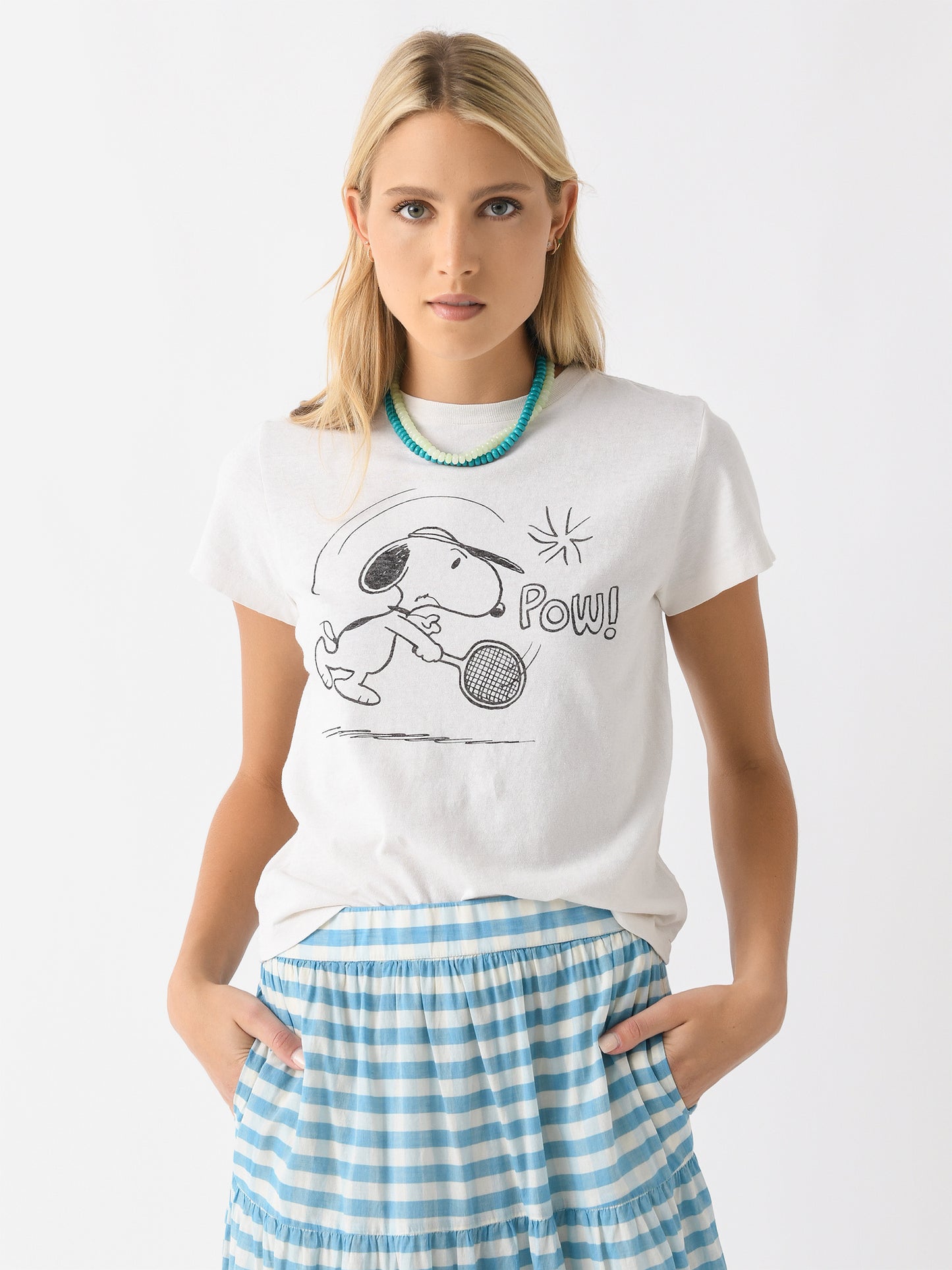 Re/Done Women's Snoopy Tennis Classic Tee - Saint Bernard
