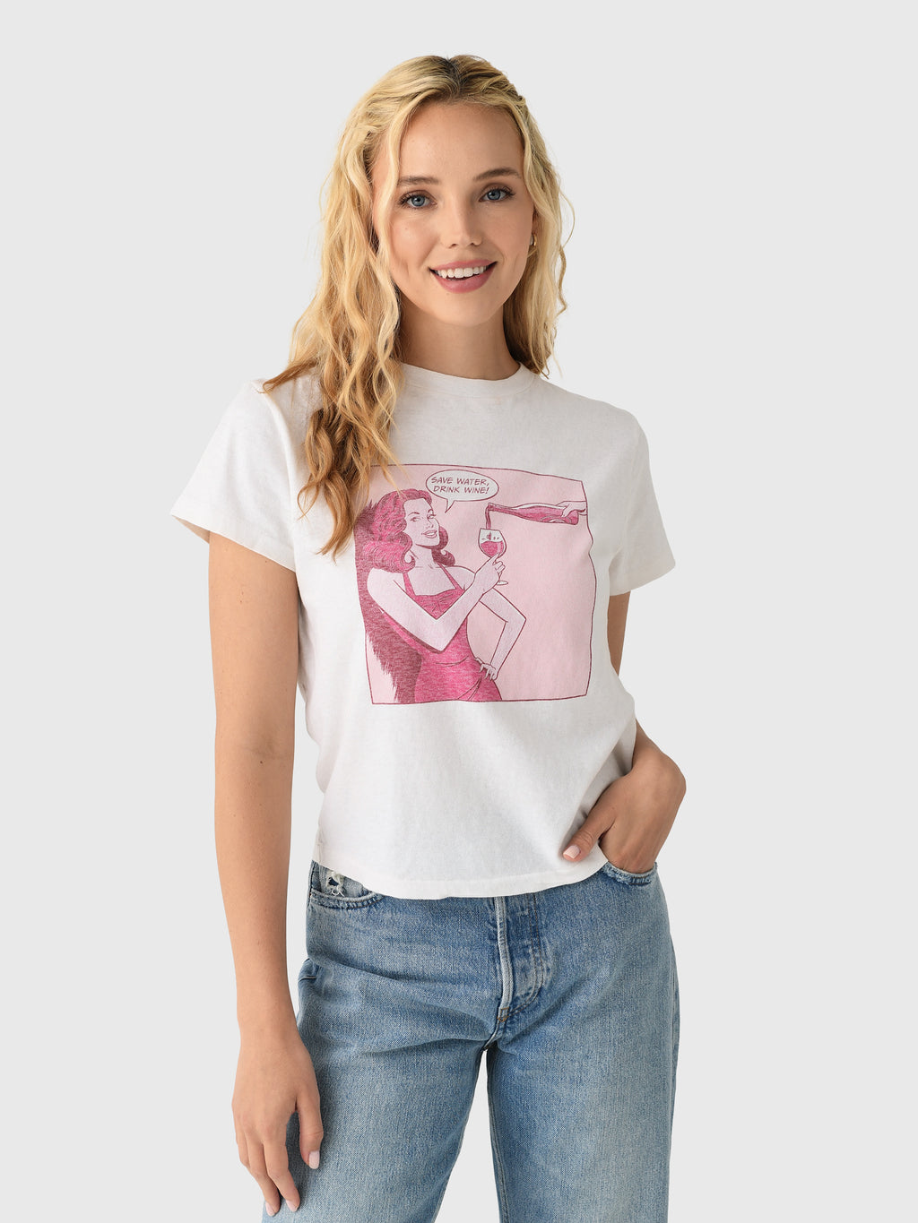 Re/Done Women's Drink Wine Classic Tee - Saint Bernard