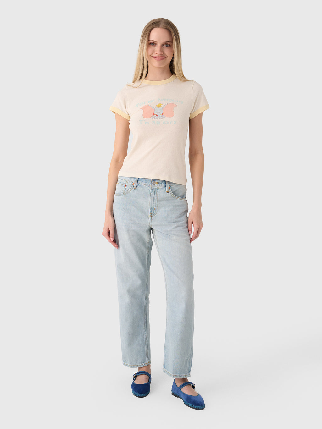 Re/Done Women's Dumbo 60s Slim Ringer Tee - Saint Bernard