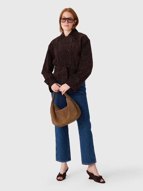 Studio AR Women's Gwen Suede Trench Coat - Saint Bernard
