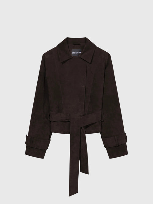 Studio AR Women's Gwen Suede Trench Coat - Saint Bernard
