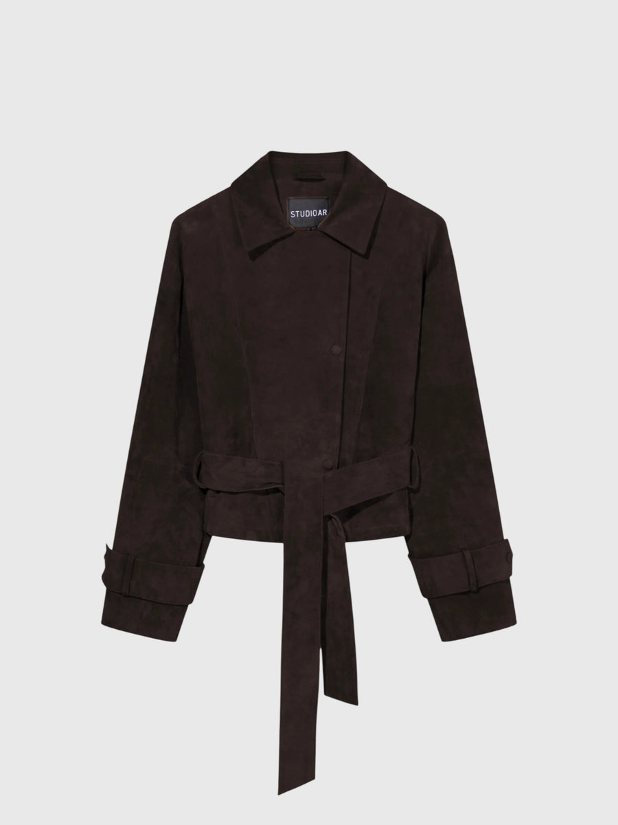Studio AR Women's Gwen Suede Trench Coat - Saint Bernard
