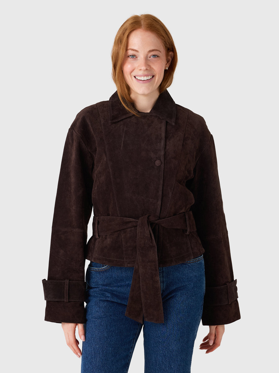 Studio AR Women's Gwen Suede Trench Coat - Saint Bernard