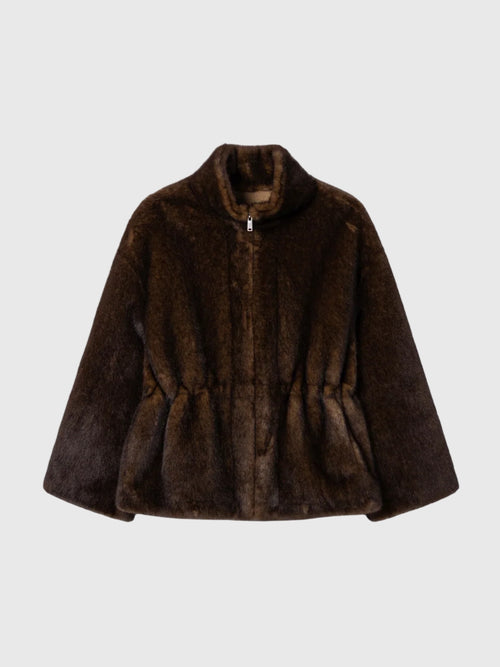 Studio AR Women's Frankie Cinched-Waist Faux Mink Jacket - Saint Bernard
