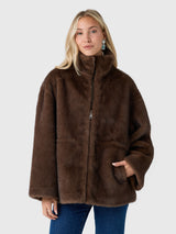 Studio AR Women's Frankie Cinched-Waist Faux Mink Jacket