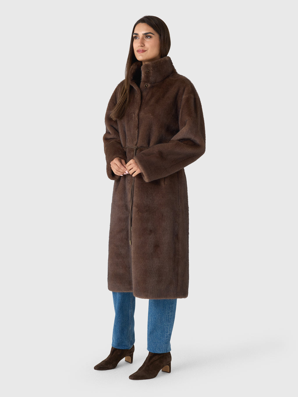 Studio AR Women's Freja Long Faux Fur Coat - Saint Bernard