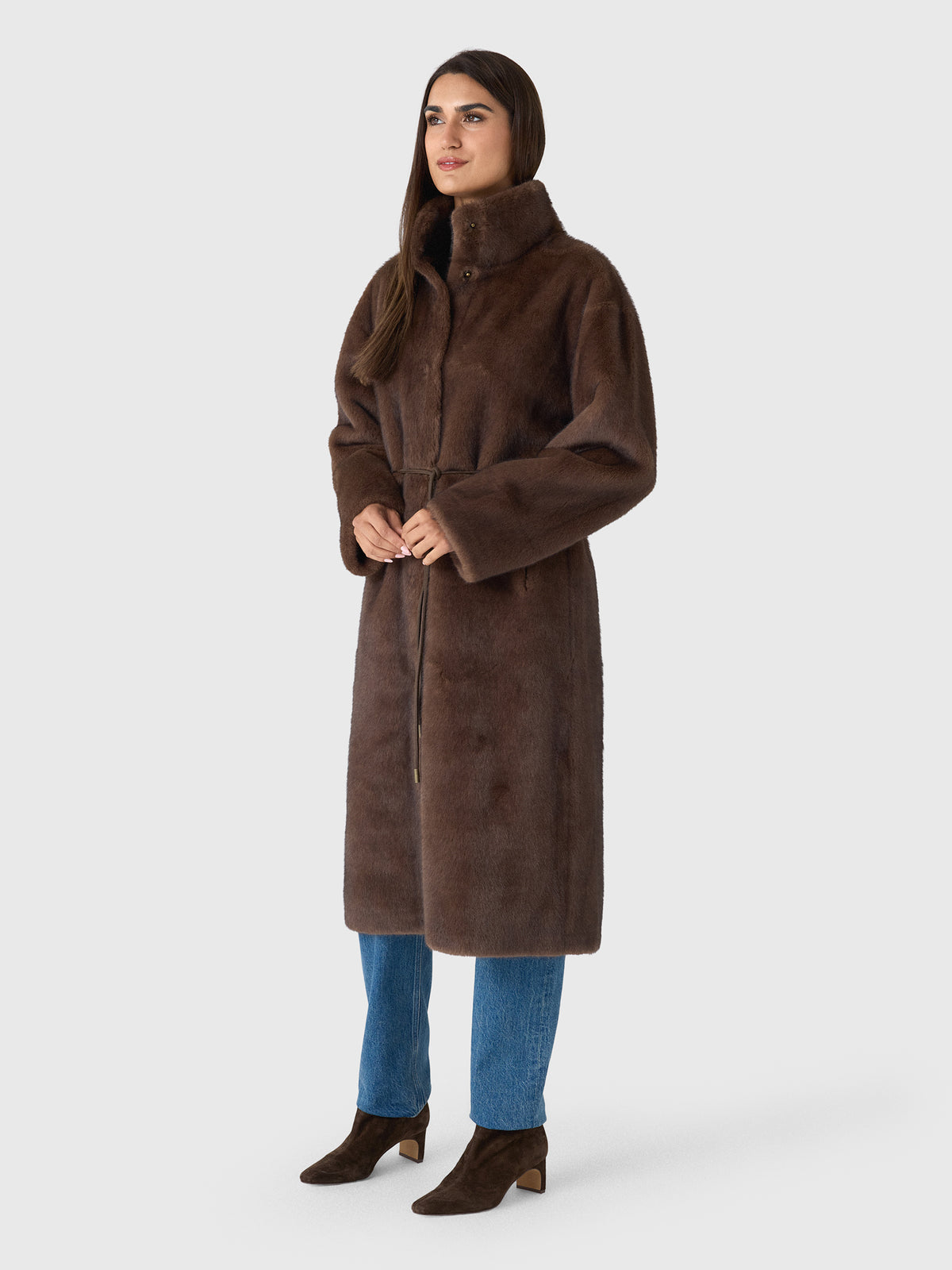 Studio AR Women's Freja Long Faux Fur Coat - Saint Bernard