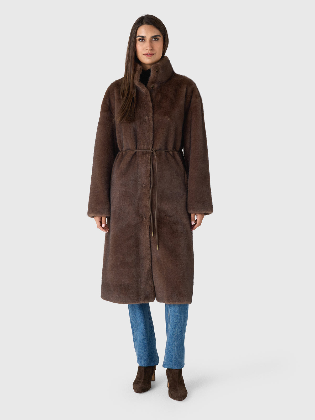 Studio AR Women's Freja Long Faux Fur Coat - Saint Bernard