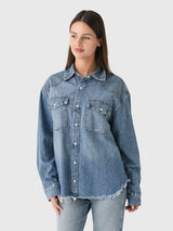Re/Done Women's Distressed Western Shirt - Saint Bernard
