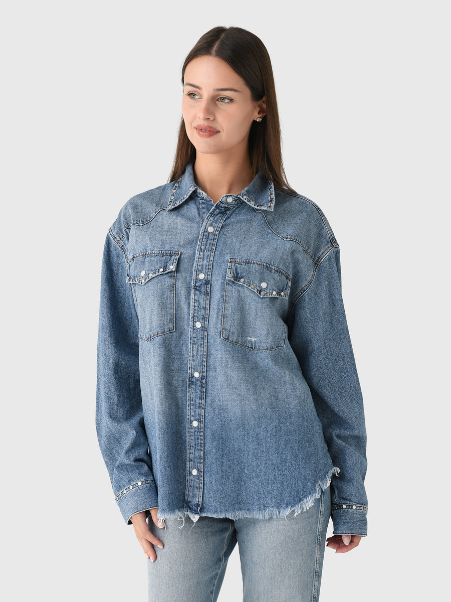 Re/Done Women's Distressed Western Shirt - Saint Bernard
