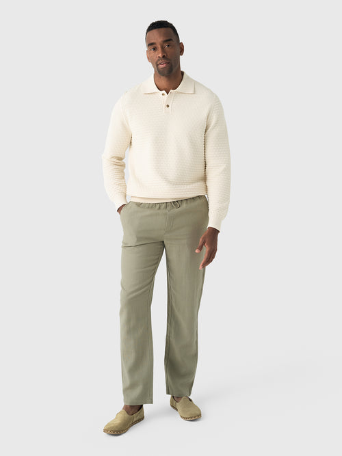 Les Deux Men's Billy Weave Knitted Long-Sleeve Polo