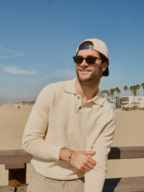 Les Deux Men's Billy Weave Knitted Long-Sleeve Polo