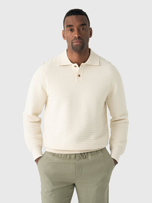 Les Deux Men's Billy Weave Knitted Long-Sleeve Polo