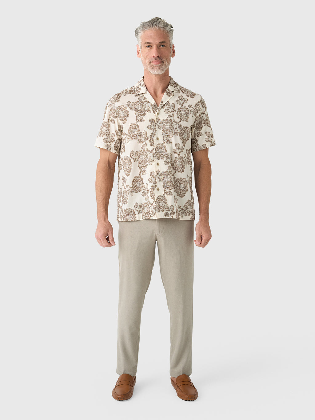 Les Deux Men's Lesley Flower Jacquard Short-Sleeve Shirt - Saint Bernard