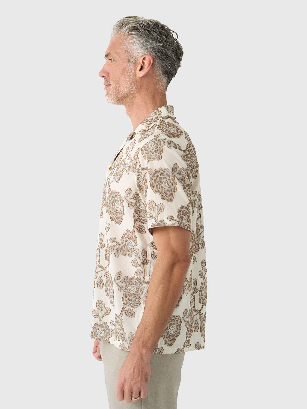 Les Deux Men's Lesley Flower Jacquard Short-Sleeve Shirt - Saint Bernard
