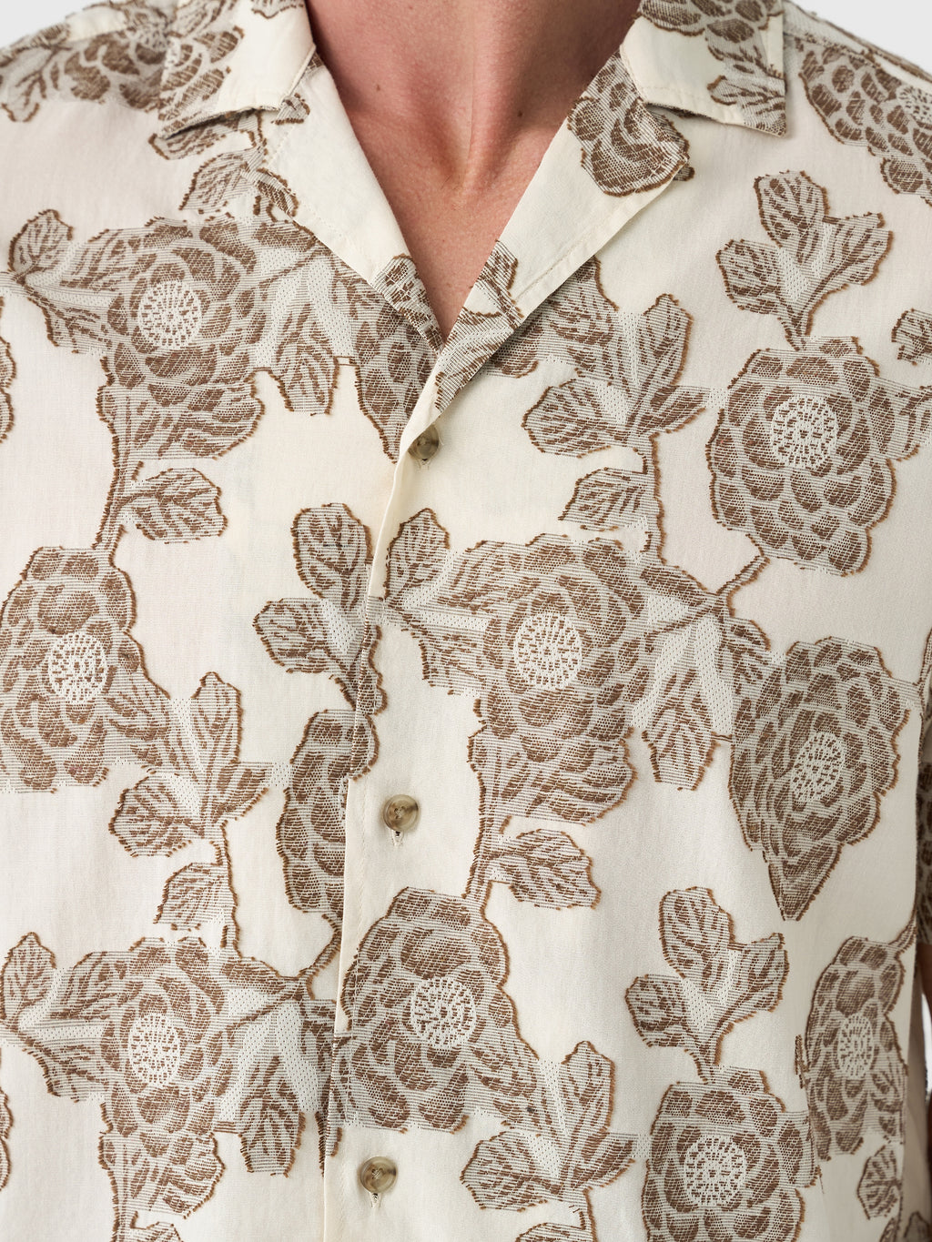 Les Deux Men's Lesley Flower Jacquard Short-Sleeve Shirt - Saint Bernard