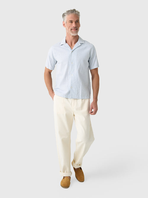Les Deux Men's Lukas Stripe Cotton-Linen Short-Sleeve Shirt