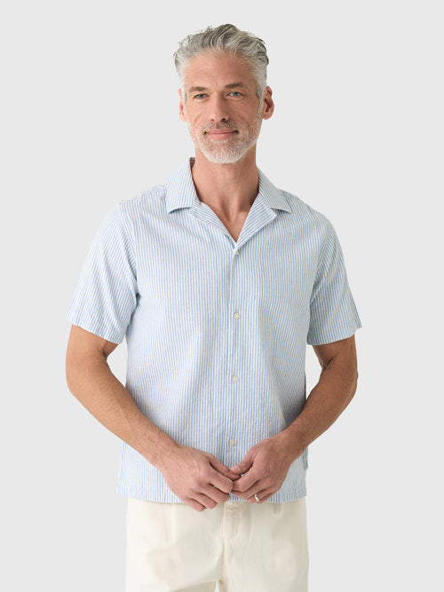 Les Deux Men's Lukas Stripe Cotton-Linen Short-Sleeve Shirt