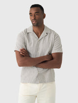Les Deux Men's Lukas Stripe Cotton-Linen Short Sleeve Shirt - Saint Bernard