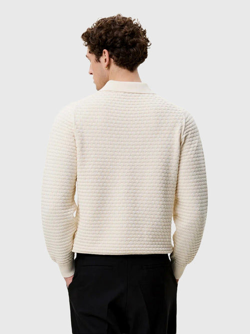 Les Deux Men's Check Structure Knitted Long-Sleeve Polo - Saint Bernard