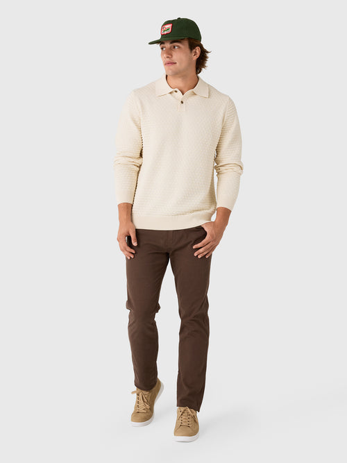 Les Deux Men's Check Structure Knitted Long-Sleeve Polo
