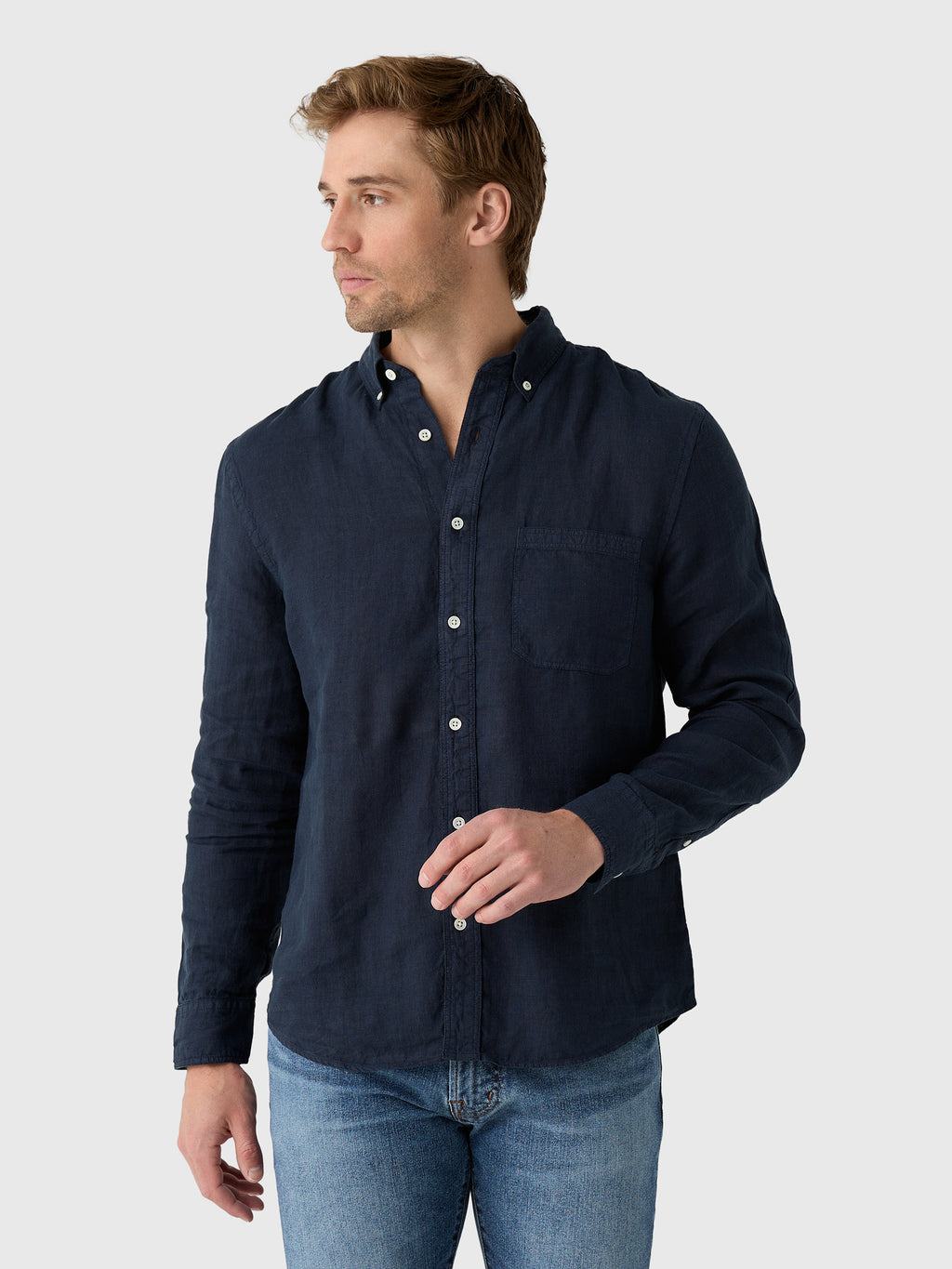 Billy Reid Men's Tuscumbia Linen Shirt - Saint Bernard