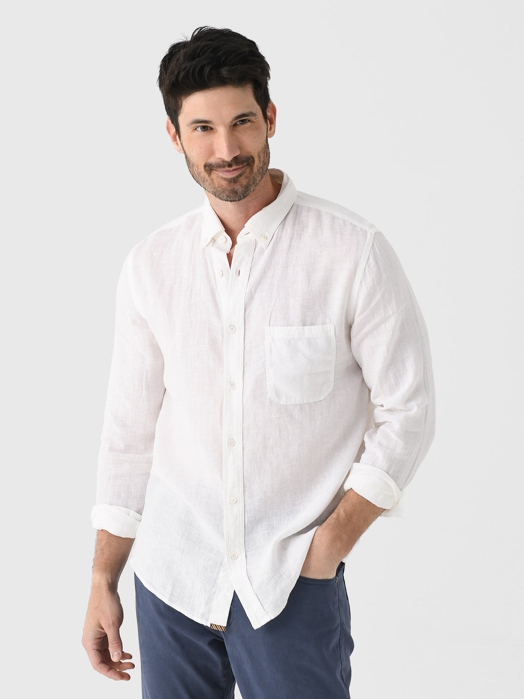 Billy Reid Men's Tuscumbia Linen Shirt - Saint Bernard