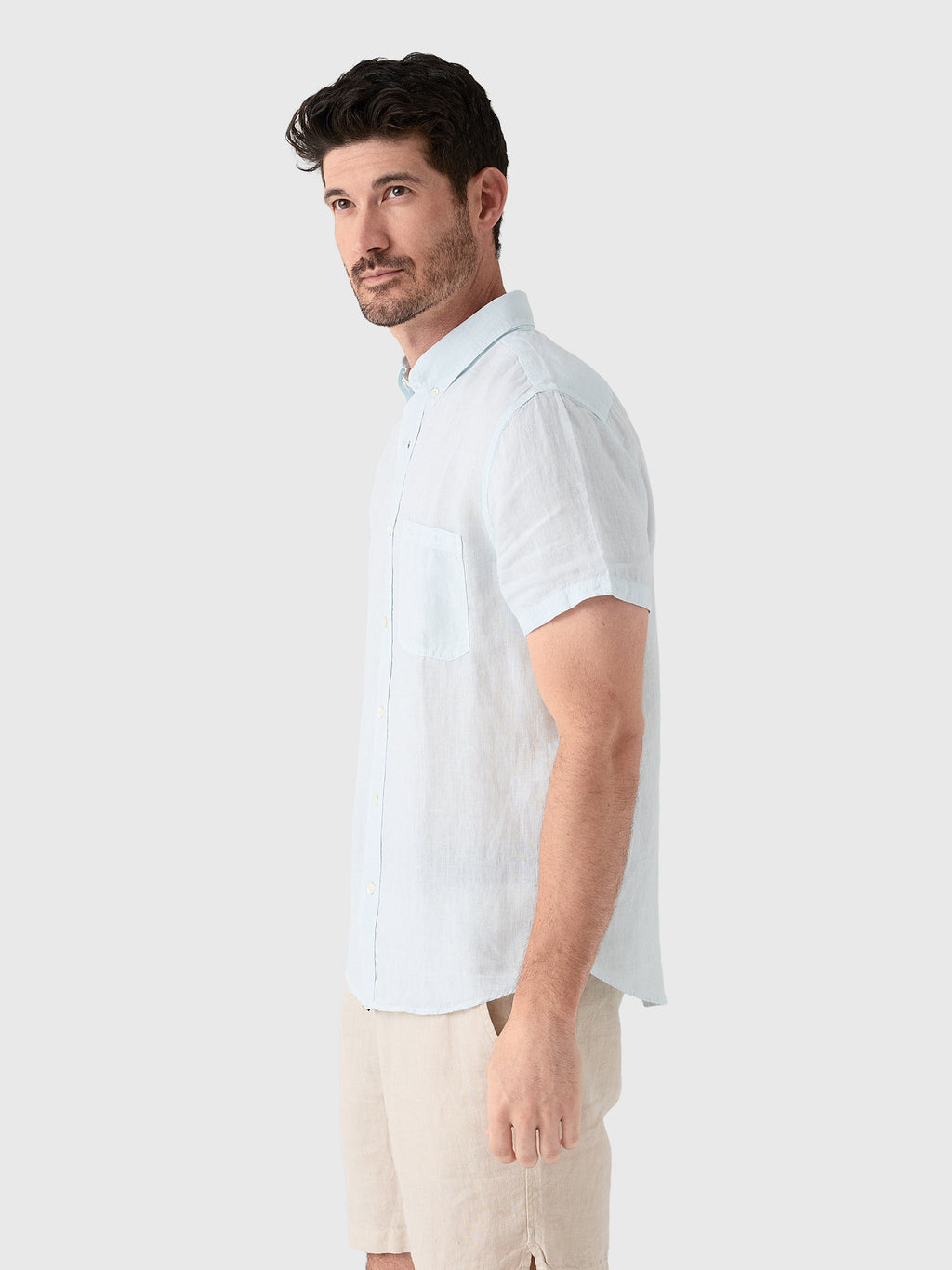 Billy Reid Men's Short Sleeve Tuscumbia Linen Shirt - Saint Bernard
