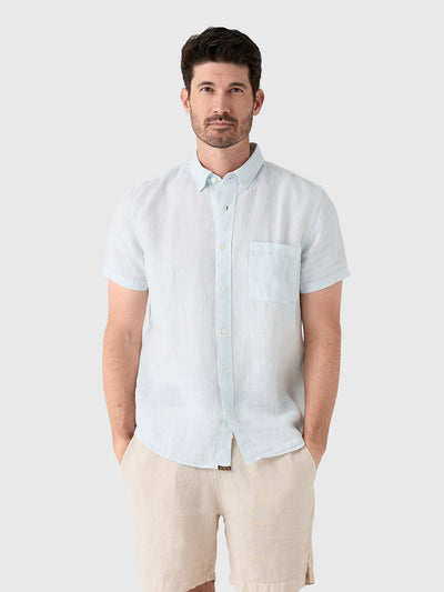 Billy Reid Men's Short Sleeve Tuscumbia Linen Shirt - Saint Bernard
