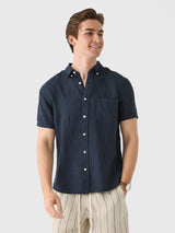 Billy Reid Men's Short Sleeve Tuscumbia Linen Shirt - Saint Bernard