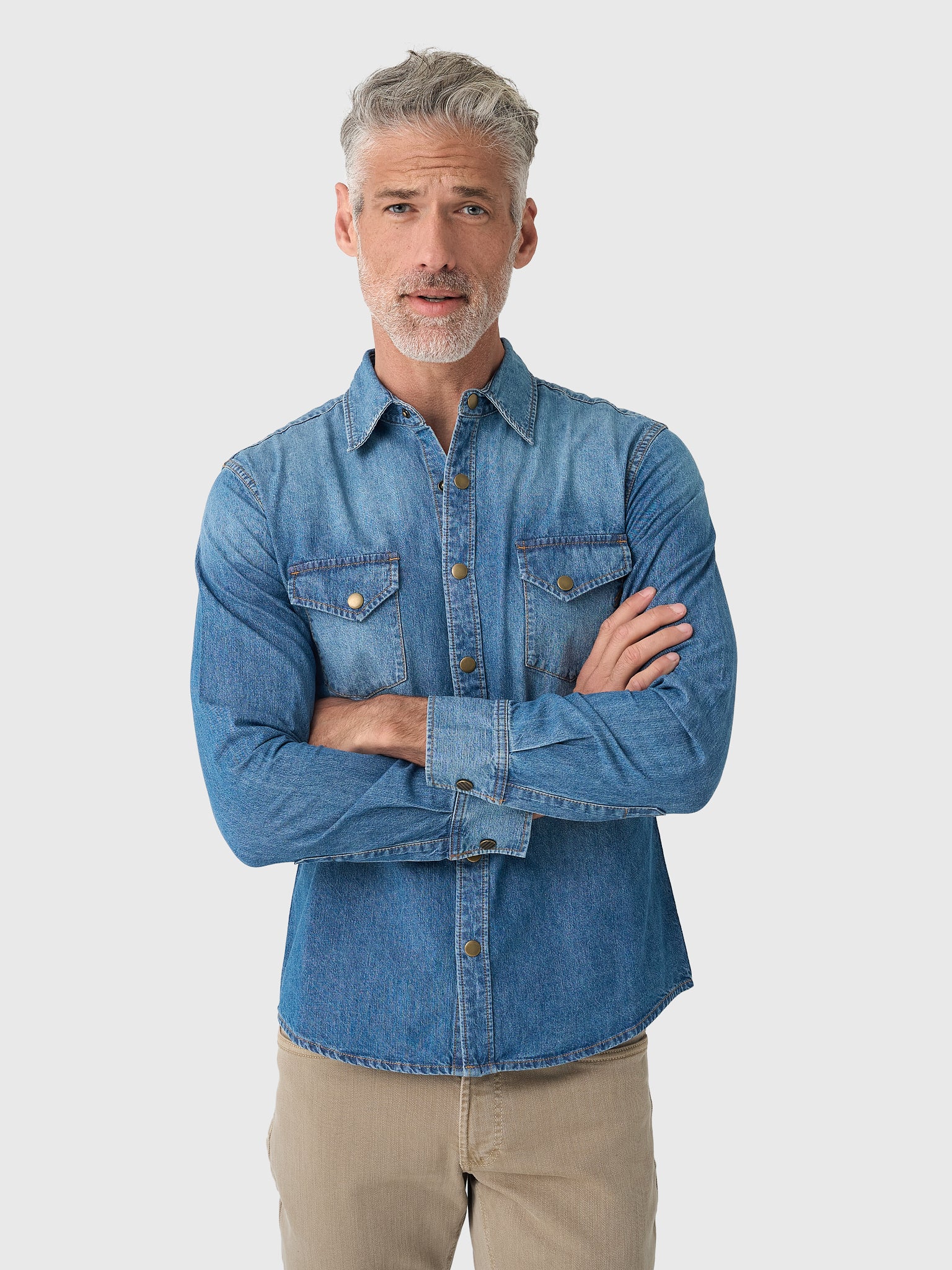 Billy Reid Men's Shoals Denim Shirt - Saint Bernard