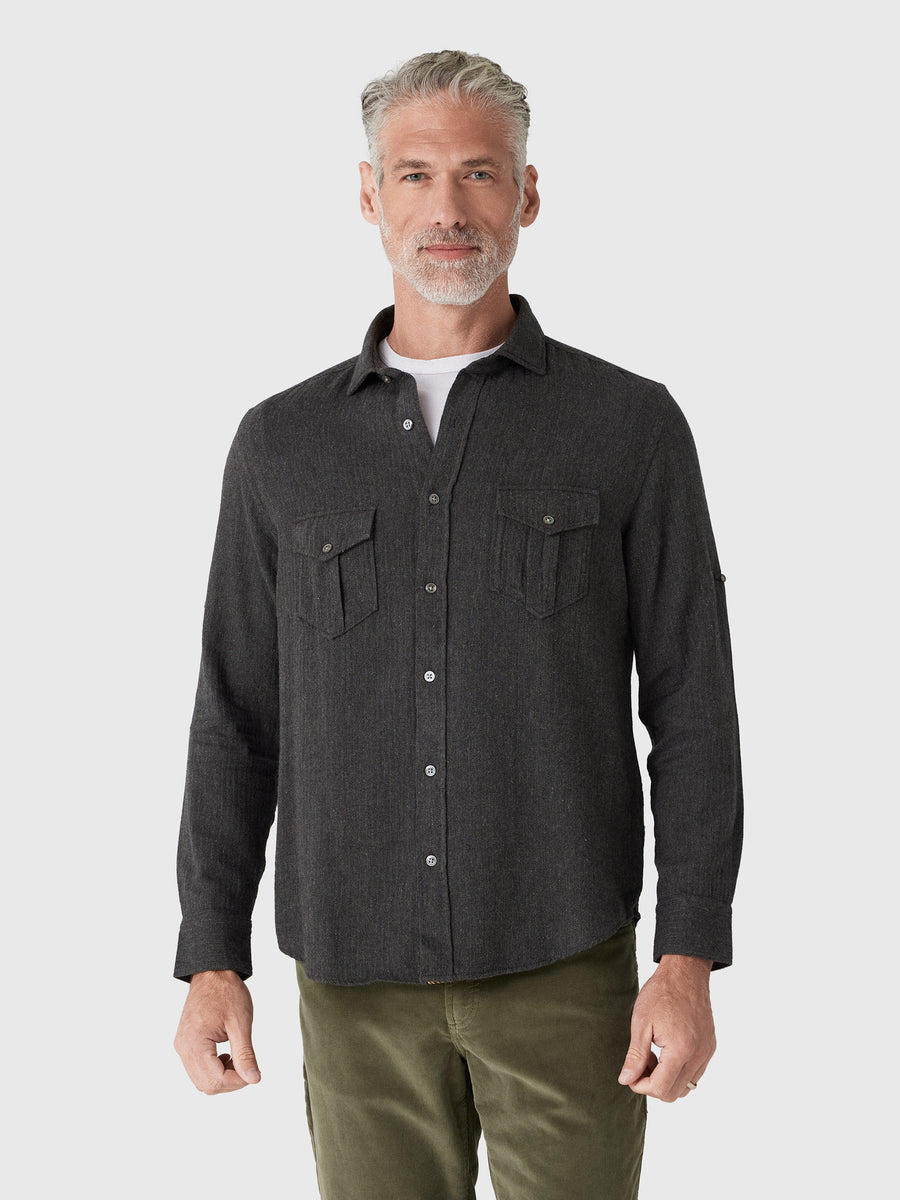 Billy Reid Men's Herringbone Scout Shirt - Saint Bernard
