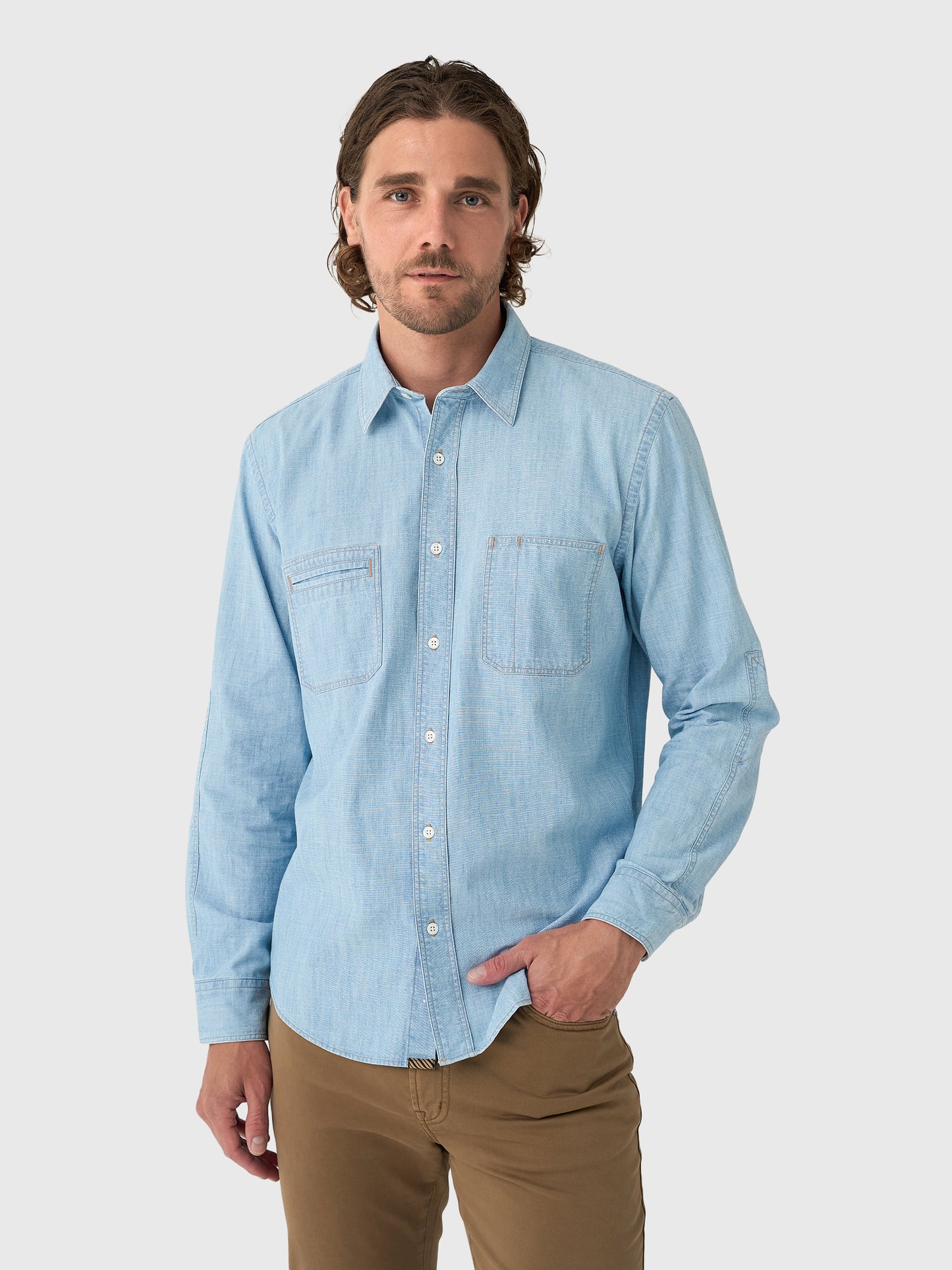 Billy Reid Men's Chambray Field Shirt - Saint Bernard