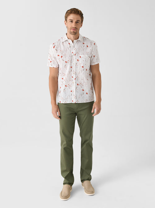 Billy Reid Men's Short Sleeve Textural Poppy Treme Shirt