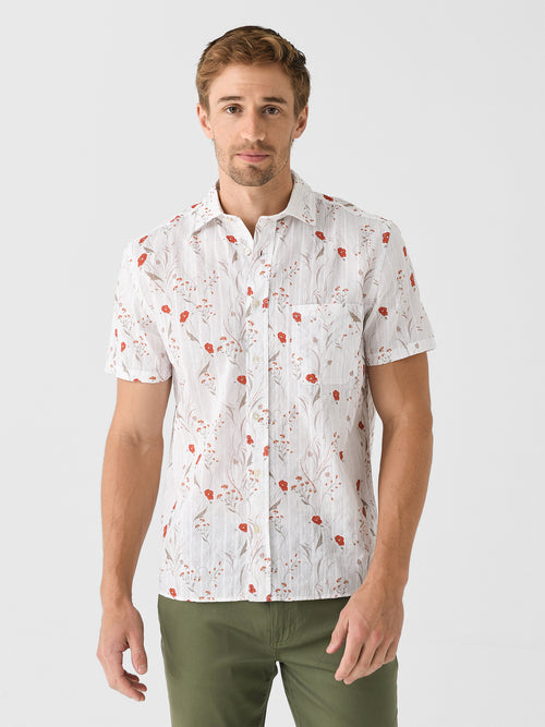 Billy Reid Men's Short Sleeve Textural Poppy Treme Shirt