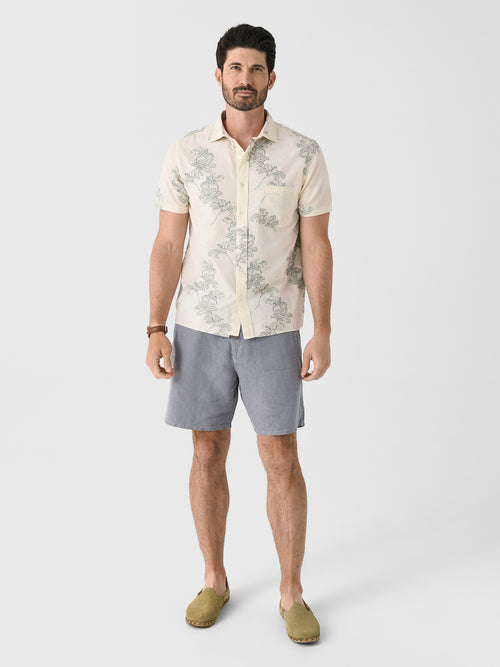 Billy Reid Men's Short Sleeve Watercolor Lily Jacquard Treme Shirt