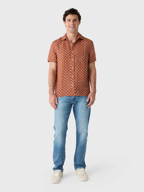 Billy Reid Men's Short Sleeve Pagoda Tile Linen Treme Shirt