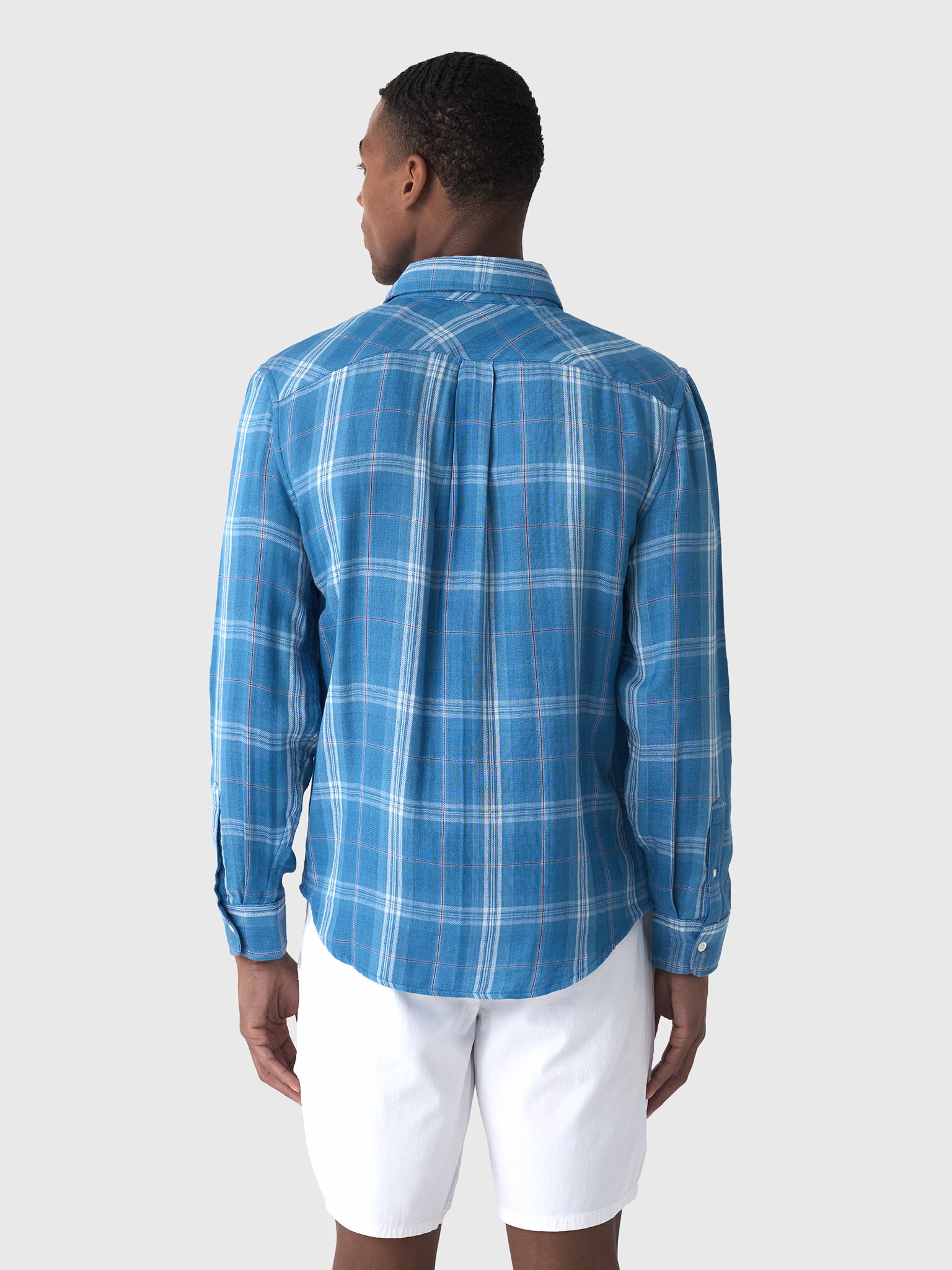 Billy Reid Men's Double Face Plaid Cypress Shirt - Saint Bernard