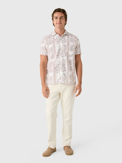 Billy Reid Men's Short Sleeve Textural Tropical Roses Treme Shirt