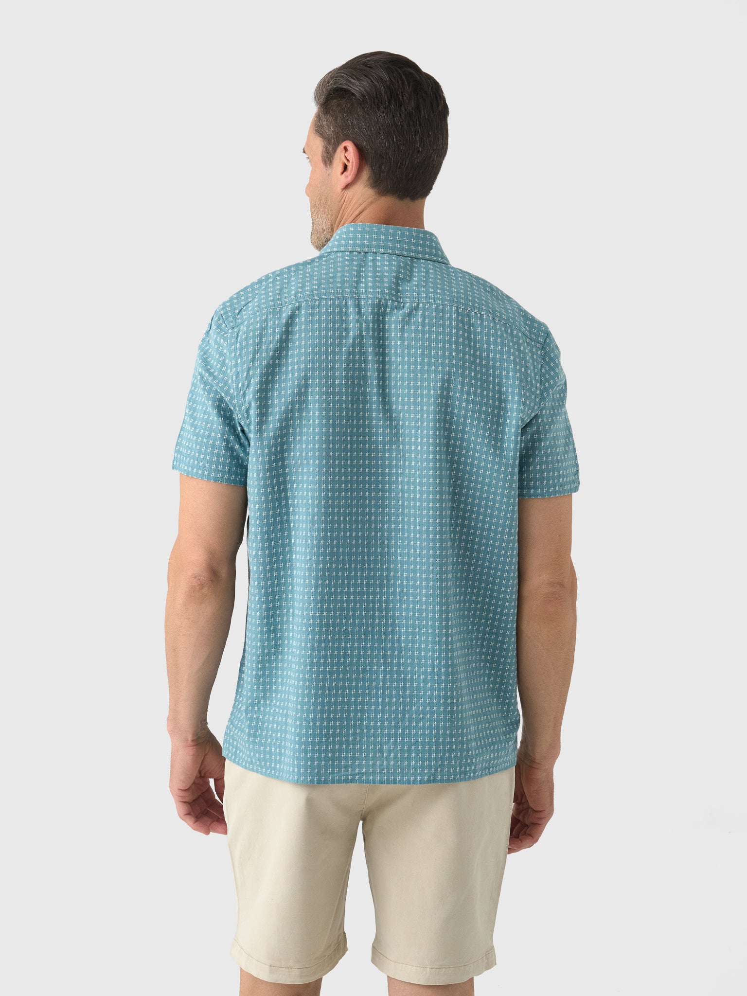 Billy Reid Men's Short Sleeve Check Dobby Treme Shirt - Saint Bernard