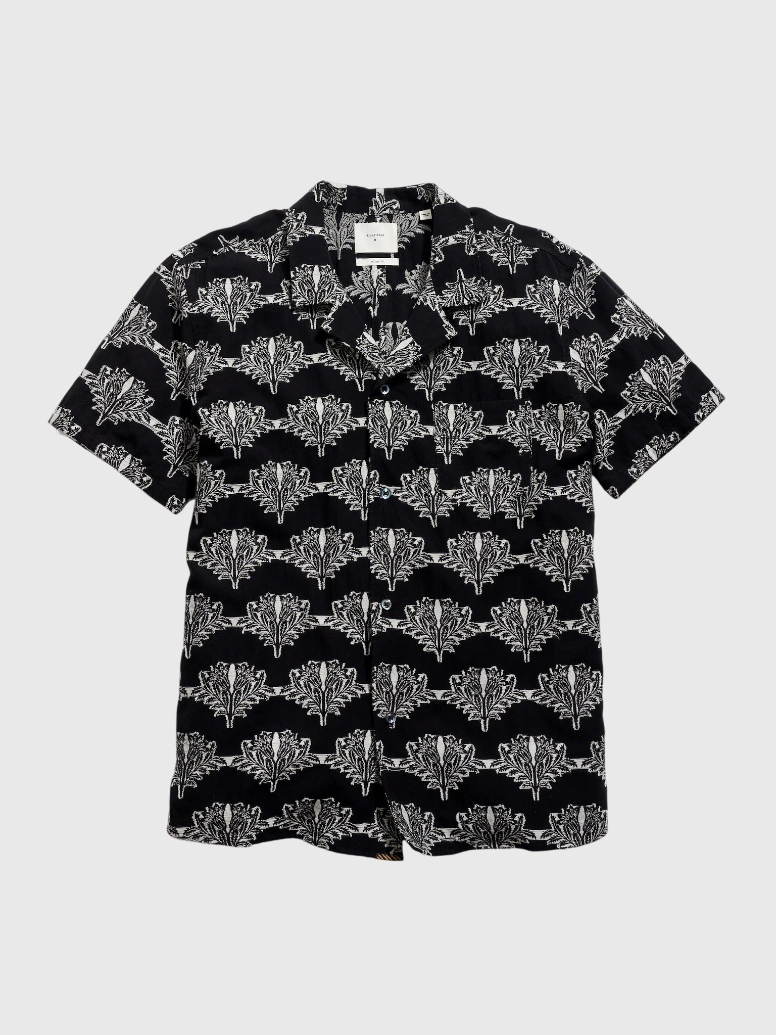 Billy Reid Men's Short Sleeve Botanical Jacquard Camp Shirt - Saint Bernard