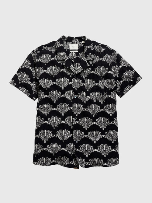 Billy Reid Men's Short Sleeve Botanical Jacquard Camp Shirt
