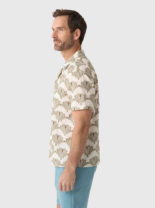 Billy Reid Men's Short Sleeve Botanical Jacquard Camp Shirt