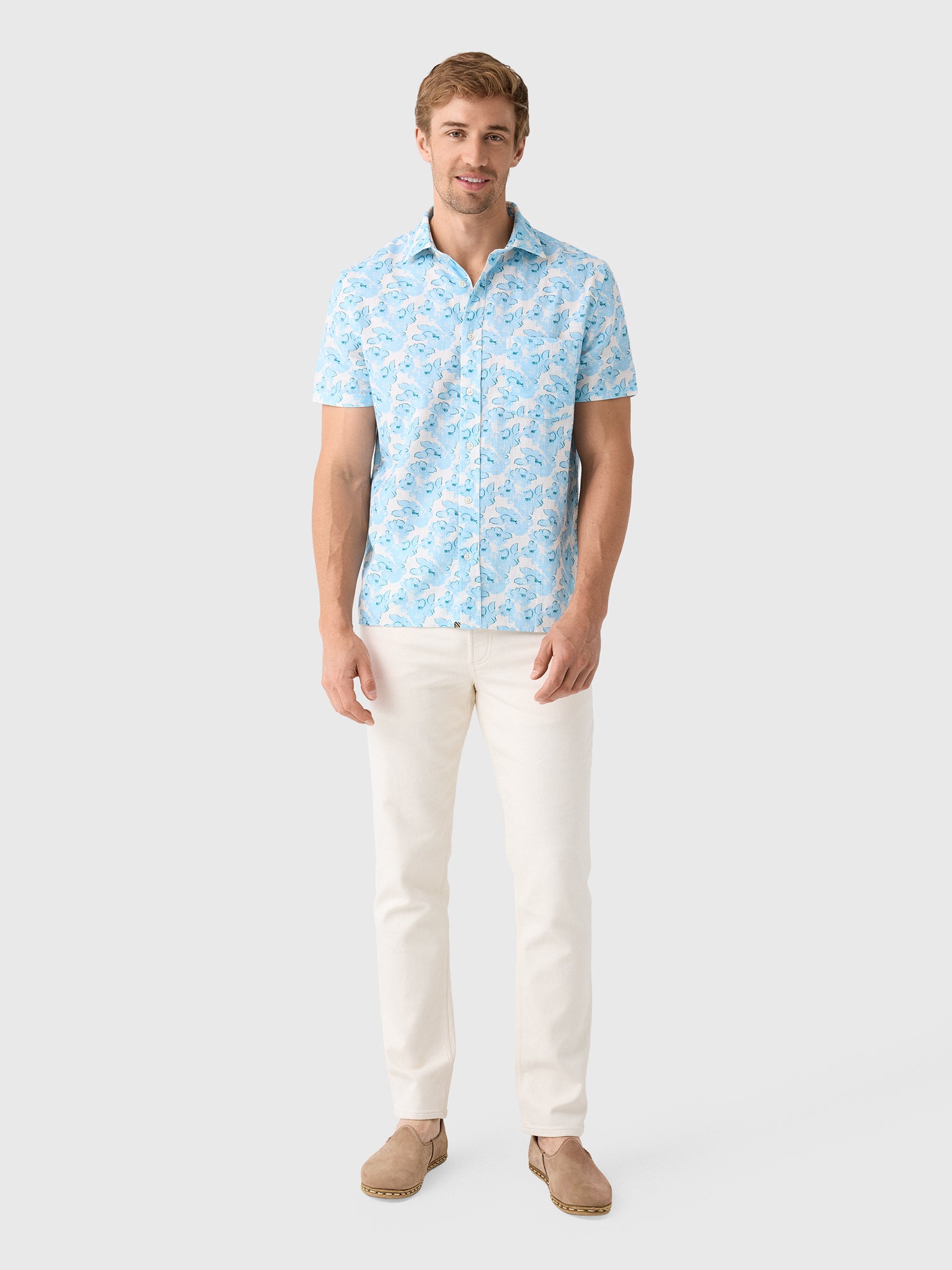 Billy Reid Men's Textured Painted Floral Treme Shirt - Saint Bernard