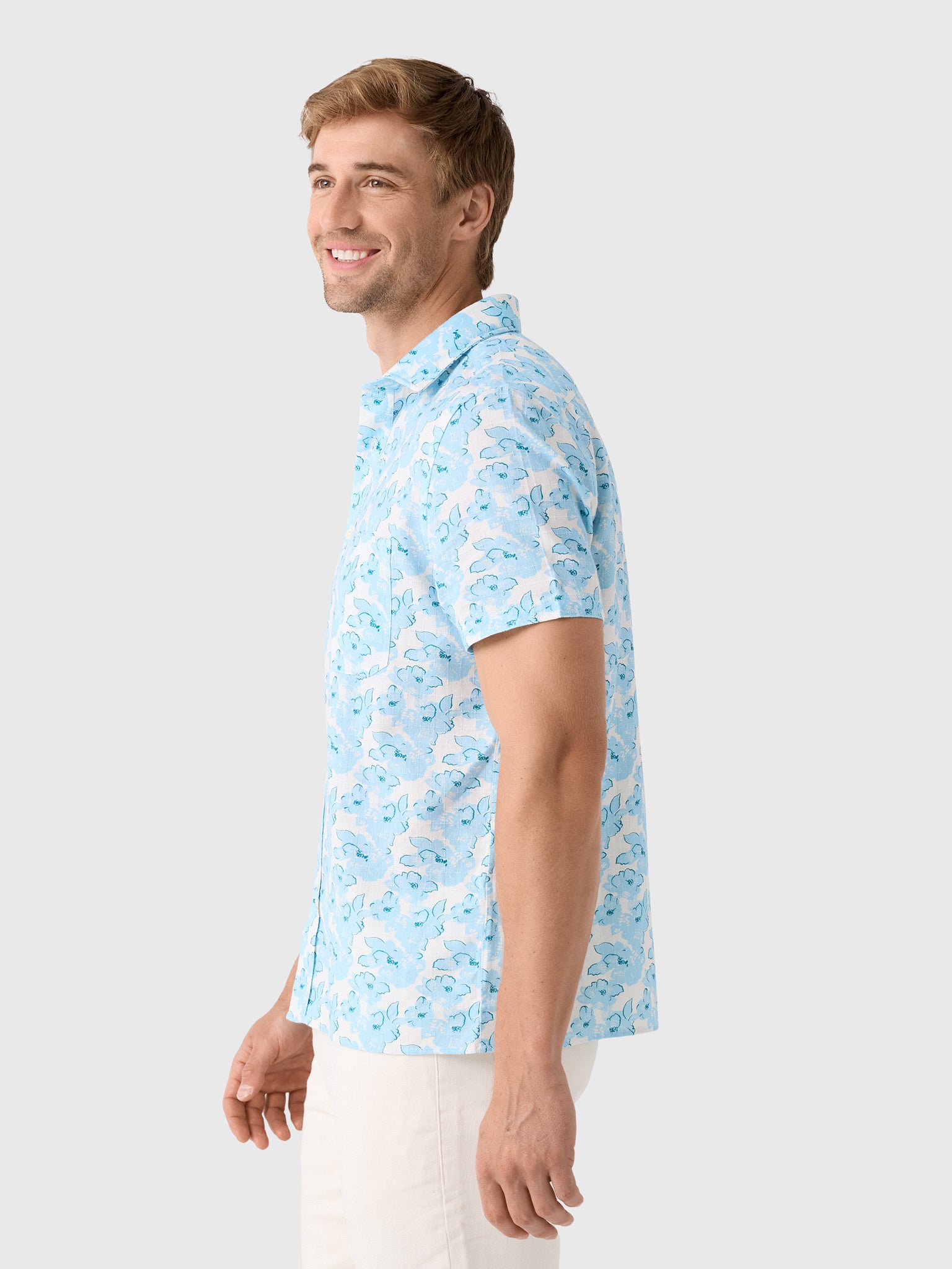 Billy Reid Men's Textured Painted Floral Treme Shirt - Saint Bernard