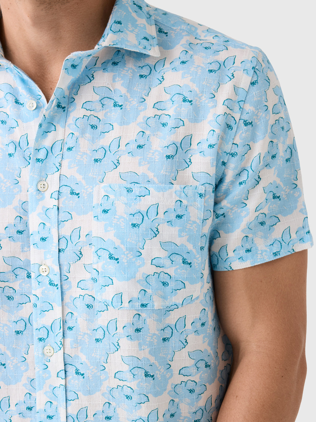 Billy Reid Men's Textured Painted Floral Treme Shirt - Saint Bernard