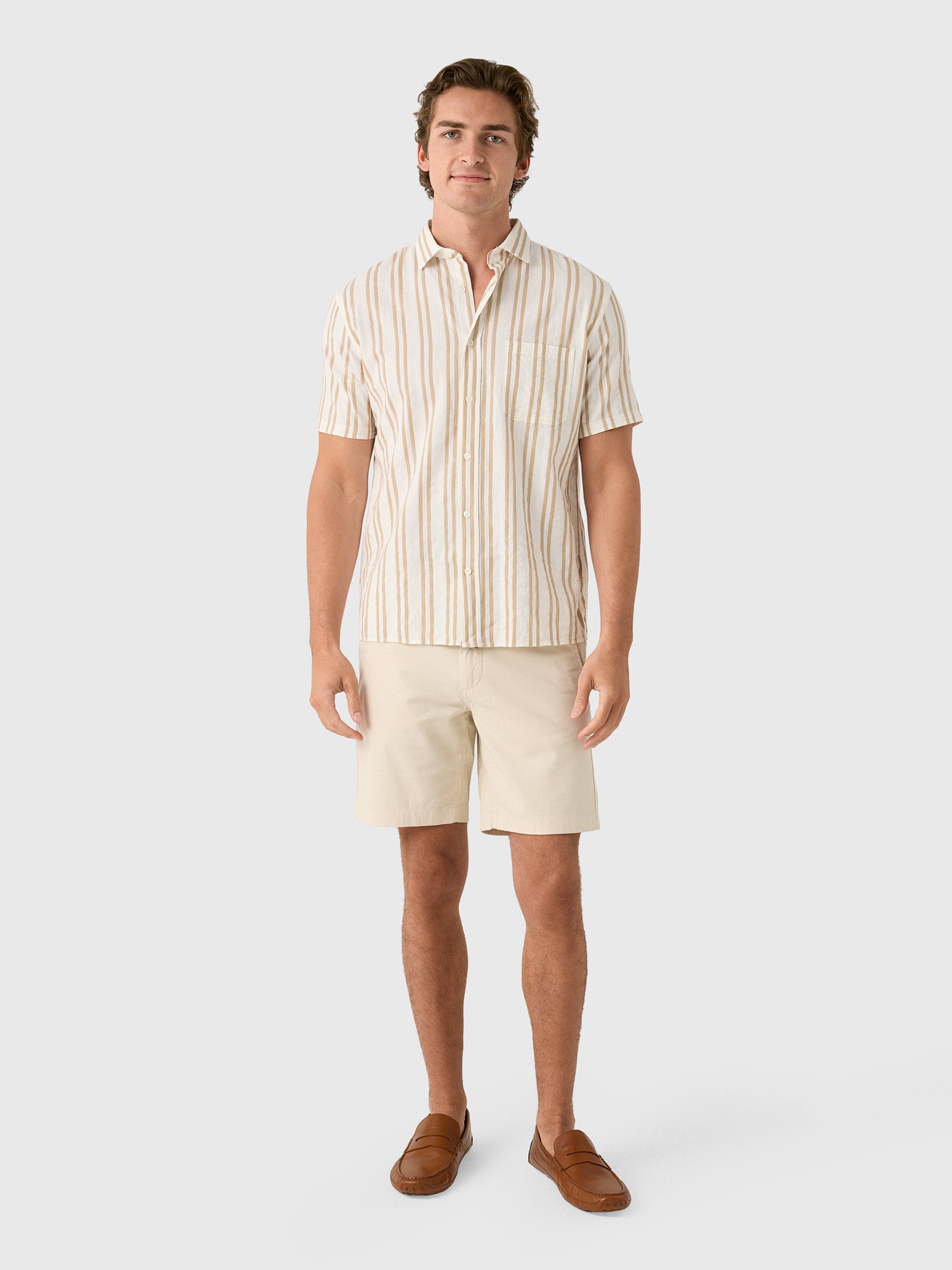 Billy Reid Men's Short Sleeve Textured Dobby Stripe Contrast Treme Shirt - Saint Bernard