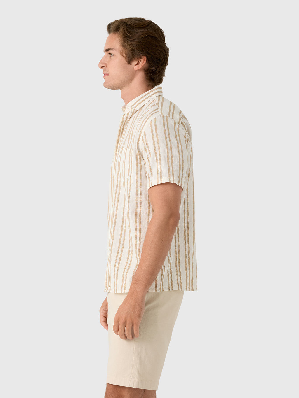 Billy Reid Men's Short Sleeve Textured Dobby Stripe Contrast Treme Shirt - Saint Bernard