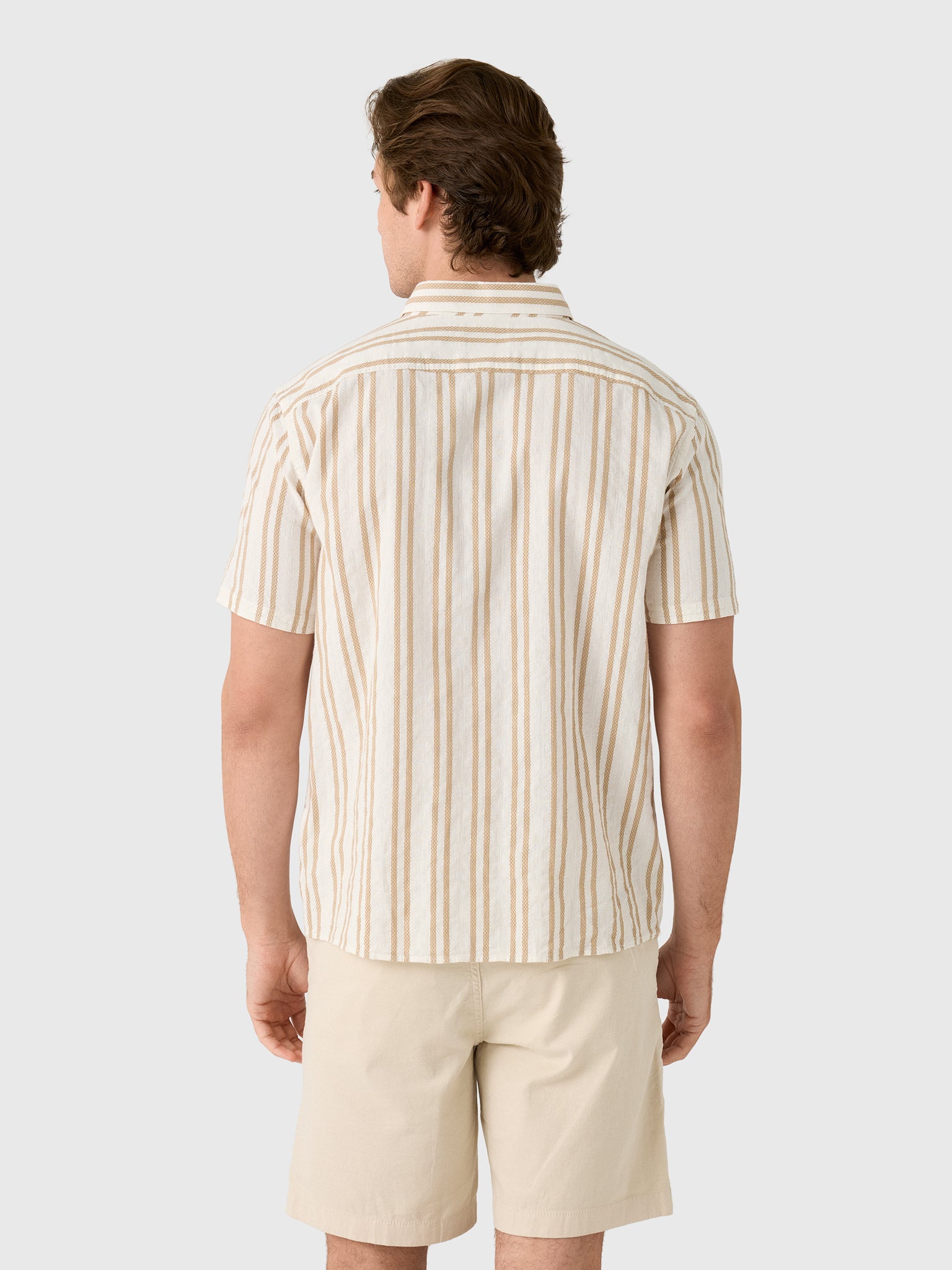 Billy Reid Men's Short Sleeve Textured Dobby Stripe Contrast Treme Shirt - Saint Bernard
