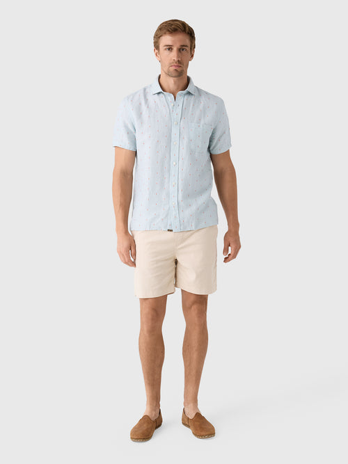 Billy Reid Men's Short Sleeve Herringbone Treme Shirt